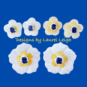 Blue, White & Yellow Petite Fleur Pearl Studs - Chinoiserie jewelry