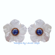 Load image into Gallery viewer, Large Floral Chinoiserie Coin Bead Earrings - Chinoiserie jewelry