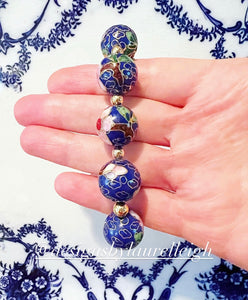 Lapis Blue Chinoiserie Cloisonné Bracelet - Chinoiserie jewelry