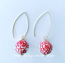 Load image into Gallery viewer, Chinoiserie Red Peony Drop Earrings - Ginger jar