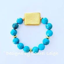 Load image into Gallery viewer, Turquoise and Gold Beaded Bracelet - Ginger jar