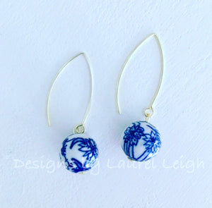 Chinoiserie Vintage Orchid Bead Dangle Earrings - Gold or Silver Finish - Designs by Laurel Leigh