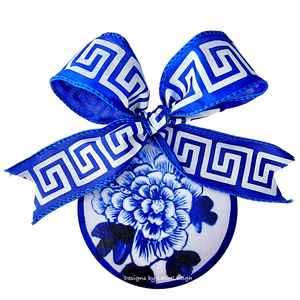 Chinoiserie Ornament - Blue & White Peony - Chinoiserie jewelry