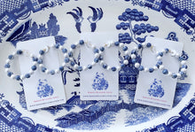 Load image into Gallery viewer, Chinoiserie Longevity Bead and Pearl Hoops - Blue &amp; White - 3 Styles - Ginger jar