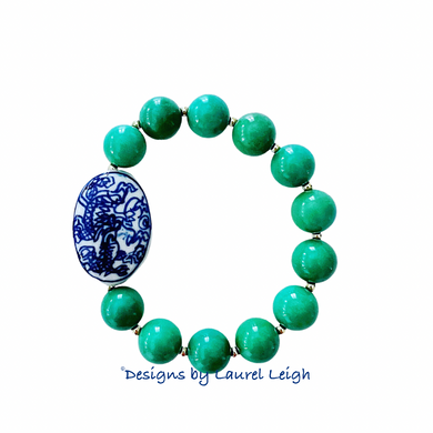 Green Turquoise Chinoiserie Bracelet - Chinoiserie jewelry