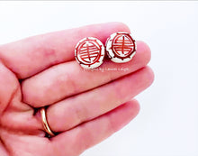 Load image into Gallery viewer, Brown Chinoiserie Stud Earrings - Chinoiserie jewelry