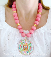 Load image into Gallery viewer, Rose Medallion Chinoiserie Pendant Necklace - Pink - 2 Options - Ginger jar