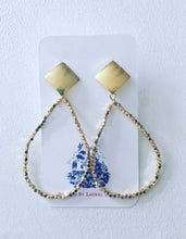 Load image into Gallery viewer, Gold Dainty Teardrop Seed Bead Hoop Earrings - Posts - Designs by Laurel Leigh