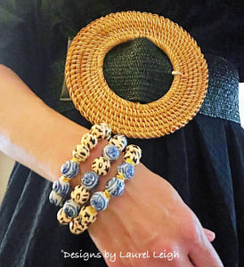 Chinoiserie Leopard Bracelet - Black/Tan - Chinoiserie jewelry