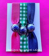 Load image into Gallery viewer, Chinoiserie Elastic Hair Ties- Set of 3 - Chinoiserie jewelry