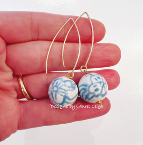 Wedgwood Blue & White Chinoiserie Drop Earrings - Chinoiserie jewelry