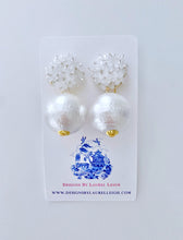 Load image into Gallery viewer, White Pearl Hydrangea Blossom Earrings - Chinoiserie jewelry