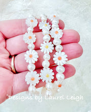 Load image into Gallery viewer, Pearl Daisy Bracelet - Yellow or Orange - Chinoiserie jewelry
