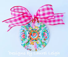 Load image into Gallery viewer, Chinoiserie Christmas Ornament- 4” Watercolor Rose Medallion Plate Pattern - Ginger jar