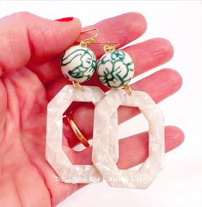 Chinoiserie Octagon Tortoise Earrings - Chinoiserie jewelry