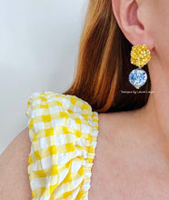 Load image into Gallery viewer, Chinoiserie Yellow Hydrangea Blossom Earrings - Chinoiserie jewelry