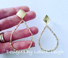 Load image into Gallery viewer, Gold Dainty Teardrop Seed Bead Hoop Earrings - Posts - Designs by Laurel Leigh