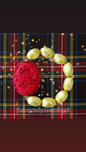Load image into Gallery viewer, Chinoiserie Red &amp; Gold Cinnabar Bracelet - Chinoiserie jewelry