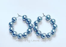 Load image into Gallery viewer, Silver Cotton Pearl Hoop Earrings - Chinoiserie jewelry