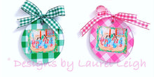 Load image into Gallery viewer, Rose Medallion Watercolor Two-Sided Christmas Ornament - Gingham in Two Colors - Ginger jar