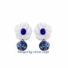Load image into Gallery viewer, Chinoiserie Gemstone Floral Drop Earrings - Chinoiserie jewelry