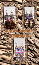 Load image into Gallery viewer, Brown Double Happiness Drop Earrings - Chinoiserie jewelry