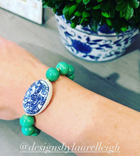 Load image into Gallery viewer, Green Turquoise Chinoiserie Bracelet - Chinoiserie jewelry