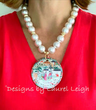 Load image into Gallery viewer, Chinoiserie Chic Pendant Necklace - White Chunky Pearls - Ginger jar