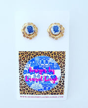 Load image into Gallery viewer, Chinoiserie Coin Bead Floral Stud Earrings - Chinoiserie jewelry