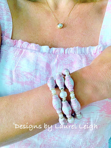 Pink Chinoiserie Ginger Jar Pearl Bracelet - Chinoiserie jewelry