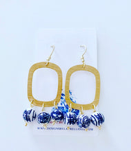 Load image into Gallery viewer, Gold &amp; Chinoiserie Bead Chandelier Earrings - Ginger jar