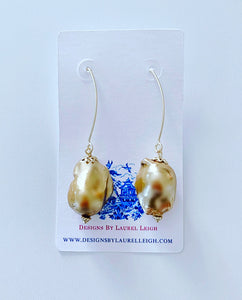 Gold Baroque Pearl Drop Earrings - Ginger jar