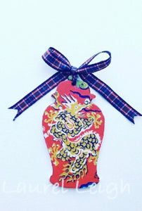 Chinoiserie Dragon Ginger Jar Christmas Ornament - Two Colors - Choose Ribbon - Designs by Laurel Leigh