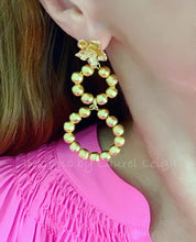 Load image into Gallery viewer, Gold Dogwood Blossom Beaded Drop Hoops - Two Styles - Ginger jar