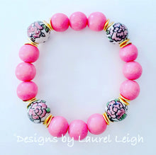 Load image into Gallery viewer, Bubblegum Pink Chinoiserie Peony Bracelet - Style 2 - Ginger jar