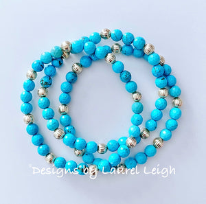 Dainty Turquoise and Gold Beaded Bracelet - Ginger jar