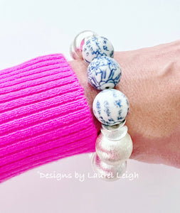 Silver Chinoiserie Floral Bracelet - Chinoiserie jewelry