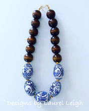 Load image into Gallery viewer, Chunky Short Chinoiserie Beaded Statement Necklace - Brown - 2 Options - Ginger jar