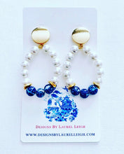 Load image into Gallery viewer, Chinoiserie Dainty Beaded Pearl Post Hoops - Round or Oval - Designs by Laurel Leigh