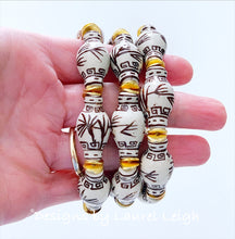 Load image into Gallery viewer, Chinoiserie Ginger Jar Beaded Bracelet - Brown &amp; White - Ginger jar