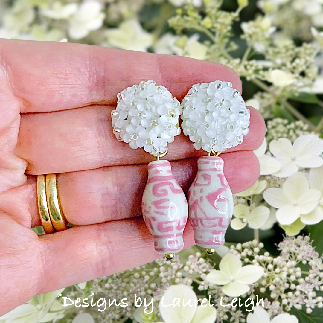 Pink Hydrangea Pearl Stud Earrings – JewelryBlossom