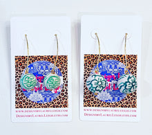 Load image into Gallery viewer, Green &amp; White Chinoiserie Drop Earrings - Chinoiserie jewelry