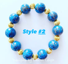 Load image into Gallery viewer, Hydrangea Blue &amp; Gold Chinoiserie Bracelet - Chinoiserie jewelry