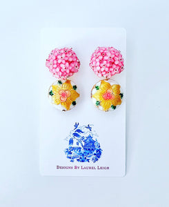 Cloisonné Hydrangea Blossom Earrings - Chinoiserie jewelry