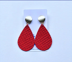 Gold and Red Leather Basketweave Statement Earrings - Posts - Designs by Laurel Leigh