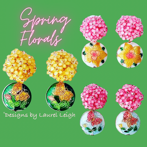Cloisonné Hydrangea Blossom Earrings - Chinoiserie jewelry