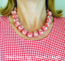 Load image into Gallery viewer, Chinoiserie Double Happiness Statement Necklace - Red - Ginger jar