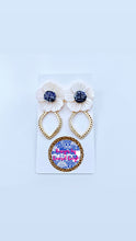 Load image into Gallery viewer, Gold Scalloped Floral Chinoiserie Earrings - Chinoiserie jewelry