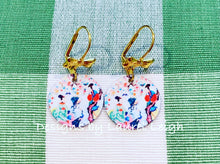 Load image into Gallery viewer, Chinoiserie Watercolor Geisha &amp; Dainty Bow Earrings - Ginger jar