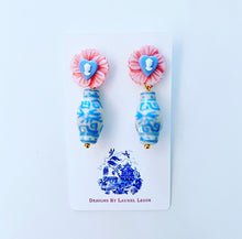 Load image into Gallery viewer, Wedgwood Blue &amp; Pink Cameo Ginger Jar Earrings - Chinoiserie jewelry